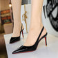 💎40% Rabatt💥👠Lackleder-Stilettos mit spitzer Zehenpartie und Fersenriemen für Damen💃Ich bin die Königin – ich strahle vor Selbstbewusstsein