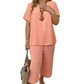 🔥Solange der Vorrat reicht 40 % Rabatt!🎉Damen-Casual-Set: Kurzarm-Oberteil & Weitbein-Hose