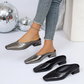 Women's Square Toe Block Heel Mules