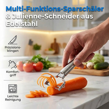 🥕 KAUFE 3, ERHALTE 1 GRATIS! 🔪 Multi-Funktions-Sparschäler & Julienne-Schneider aus Edelstahl – Rostfrei, Ergonomisch & Ideal Für Gemüse & Obst ✨
