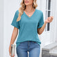 Damen V-Ausschnitt Kurzarm Freizeit-T-Shirt
