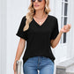 Damen V-Ausschnitt Kurzarm Freizeit-T-Shirt