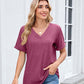 Damen V-Ausschnitt Kurzarm Freizeit-T-Shirt