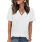 Damen V-Ausschnitt Kurzarm Freizeit-T-Shirt