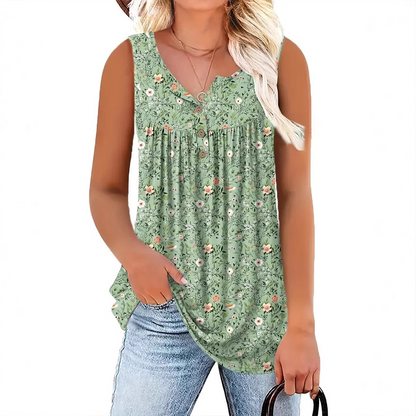 Ärmelloses Top mit Print und Knöpfen für Damen
