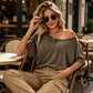 📢📢 50 % RABATT !! ⏰Lässiges, schulterfreies Kurzarm-T-Shirt für Damen