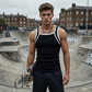 Herren-Muscle-Tanktop mit kontrastfarbener Paspel und Rippbündchen