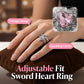 📢📢40 % RABATT !! ⏰Vintage Adjustable Sword Piercing Heart Ring Set