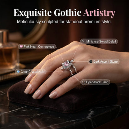 📢📢40 % RABATT !! ⏰Vintage Adjustable Sword Piercing Heart Ring Set