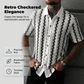 📢📢40 % RABATT !! ⏰Herren-Shirt mit kurzen Ärmeln im Retro-Look und geometrischem Strickmuster