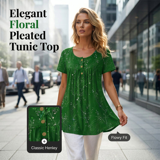 📢📢40 % RABATT !! ⏰Blumen-Top mit Plisseefalten – locker, bequem & elegant