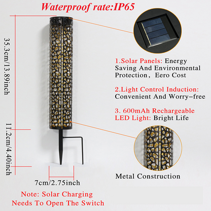 Solar Powered Garden Stake Light with Hollow-Carved Pattern