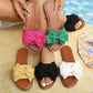 👡 Damen Schleifen-Sandalen | Bequeme Flach-Sandalen mit Strassrand für Sommer & Urlaub