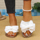 👡 Damen Schleifen-Sandalen | Bequeme Flach-Sandalen mit Strassrand für Sommer & Urlaub