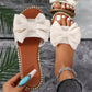 👡 Damen Schleifen-Sandalen | Bequeme Flach-Sandalen mit Strassrand für Sommer & Urlaub