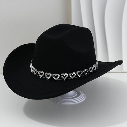 📢📢 40 % RABATT !! ⏰Damen Strass-Herz Cowboyhut Eleganter Französischer Jazz Fedora