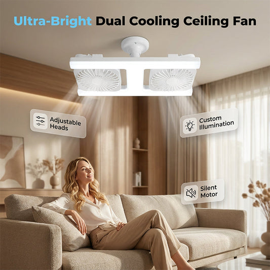 📢📢 40 % RABATT !! ⏰Deckenventilator mit Doppelkopf und LED-Licht – modernes Design mit Fernbedienung für Wohnzimmer & Schlafzimmer