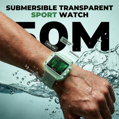 ⌚ 50% RABATT! 💧Transparente Digitaluhr – 50M wasserdicht, Leuchtdisplay & Hybrid-Zeitanzeige – Stil trifft Funktion ✨