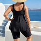 📢📢 40 % RABATT !! ⏰ Damen Fließendes Tankini-Oberteil und Shorts Badeanzug – Bauchkontrolle, Boy Shorts, Stützend ✨