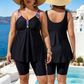 📢📢 40 % RABATT !! ⏰ Damen Fließendes Tankini-Oberteil und Shorts Badeanzug – Bauchkontrolle, Boy Shorts, Stützend ✨