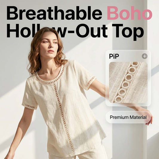 👚40% RABATT JETZT HALBER PREIS🌼🔥 Lässiges Boho-Ausschnitt-Oberteil für Damen ☁️