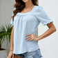 Women's Square Neck Ruffle Short Sleeve Top