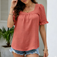 Women's Square Neck Ruffle Short Sleeve Top