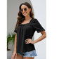 Women's Square Neck Ruffle Short Sleeve Top