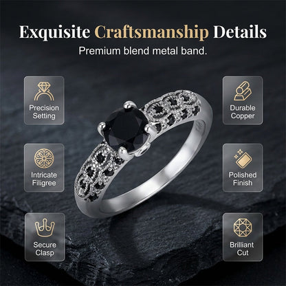 📢📢 40 % RABATT !! ⏰ Damen Vintage Schwarzer Zirkon Ring 🖤