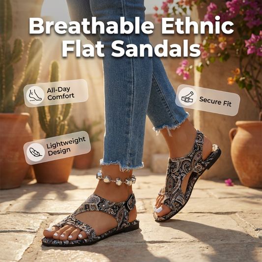 📢📢 40 % RABATT !! ⏰Damen Ethno-Flach-Sandalen