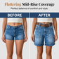 📢📢40% RABATT !!⏰ Damen Bermuda-Jeans-Shorts mit mittlerer Leibhöhe & Taschen – Jetzt im Sommertrend! 🛍️
