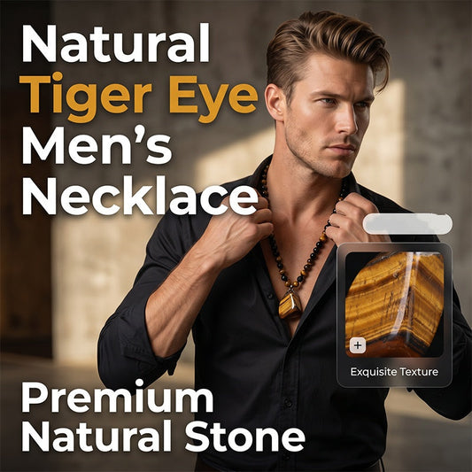 📢📢50% RABATT !!⏰Herren Halskette mit natürlichem Tigerauge – Edler Energiestein, perfekter Alltags- und Geschenkschmuck
