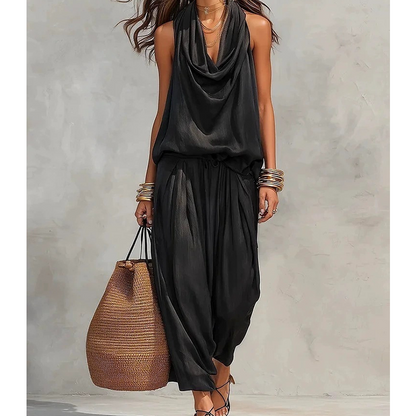 📢📢40% RABATT !!⏰Damen-Jumpsuit mit Neckholder und weitem Bein
