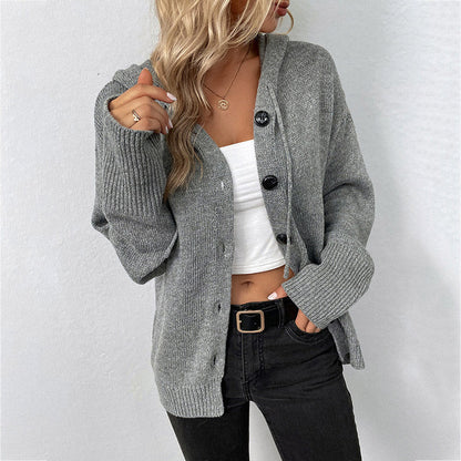 📢📢40% OFF !! ⏰Rabatt – Damen-Strickjacke mit Kapuze & Knopfleiste – einfarbig, mit Kordelzug & vielseitig für Alltag & Freizeit 🧥
