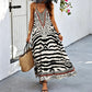 Women's Animal Print Backless Halter Maxi Dress