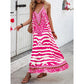 Women's Animal Print Backless Halter Maxi Dress