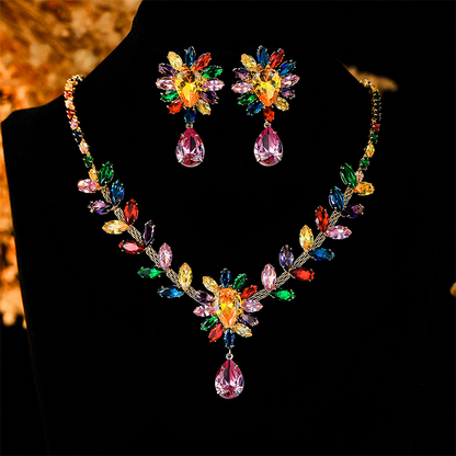 💎 50% RABATT! 🌷 Damen Buntes Blumen-Kristall-Schmuckset – Farbenfroh, elegant & leicht – Perfekt für Alltag & besondere Anlässe ✨