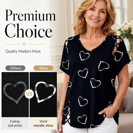 📢📢40% RABATT !!⏰Damen Lässiges V-Ausschnitt Kurzarm T-Shirt