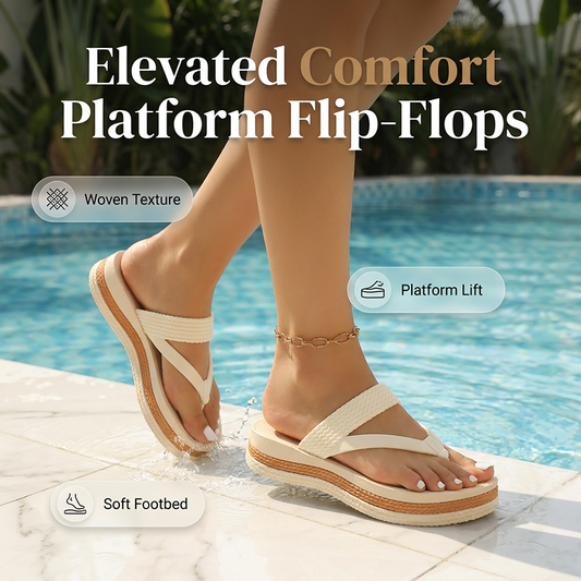 👡☀️35% RABATT! Damen-Plateau-Zehenstegsandalen mit gewebten Riemen – Bequem, luftig & perfekt für Strand, Alltag & Reisen ✨