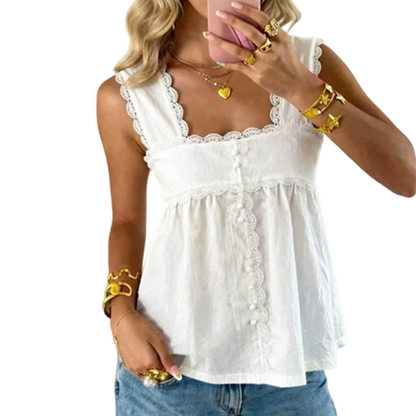 Women's Vintage Square Neck Sleeveless Top