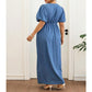 Women's Tie Front V-Neck Denim Maxi Dress