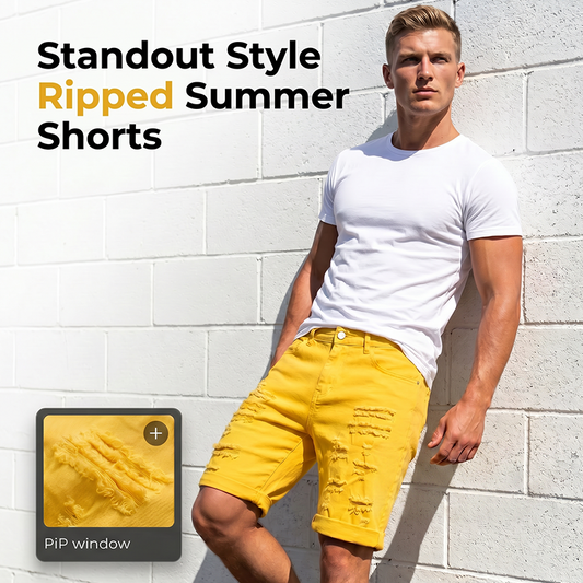 🩳 35% RABATT! 🔥 Herren lässige Sommer Destroyed Shorts – Zerrissene Optik & bequeme Passform – Ideal für Streetstyle, Urlaub oder warme Tage – atmungsaktiv und stylish 🌞✨