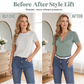 📢📢40% RABATT !!⏰Damen Slim-Fit V-Ausschnitt Spitzen-Kurzarm-Top