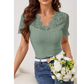 📢📢40% RABATT !!⏰Damen Slim-Fit V-Ausschnitt Spitzen-Kurzarm-Top