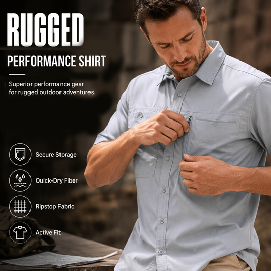 🏔️ 40 % RABATT! 👕 Kortärmad vandringsskjorta för män – Ripstop-tyg med hög densitet – Riv- och skrynkelfri för friluftsliv