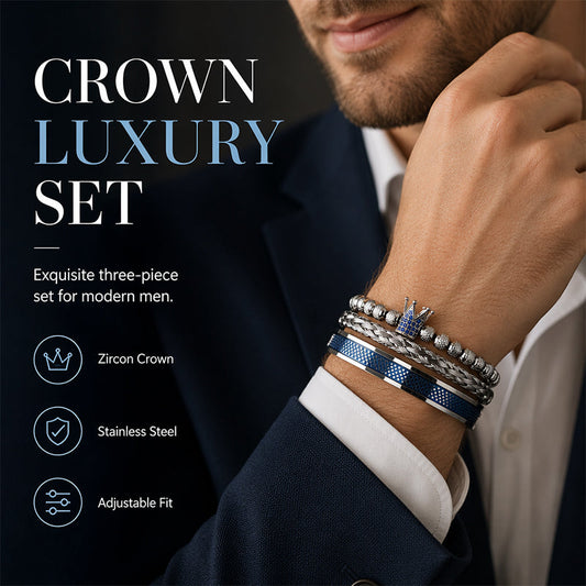 📢📢40% RABATT !!⏰Herren Edelstahl-Kronen-Armband 3-teiliges Set