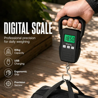 📢📢40% RABATT !!⏰Digitale Kofferwaage wiederaufladbar – Elektronische Gepäck-Hängewaage für Reisen & Urlaub