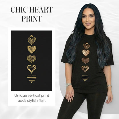 📢📢40% RABATT !!⏰Damen Lässiges Herz-Print Kurzarm T-Shirt