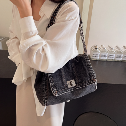 📢📢50 % RABATT !! ⏰Retro-Schultertasche mit großem Fassungsvermögen und Kettenriemen