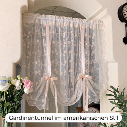 📢📢50 % RABATT !! ⏰Bestickte durchsichtige Vorhänge mit Blumenmuster und Bindegurt